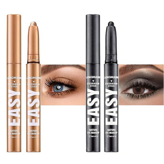 Jolilab Eyeshadow Stick, 2 Colors Matte Professional Bright-Colored Contouring and Highlight Stick, Cream Waterproof Long Lasting High Pigmented Eye Shadow.