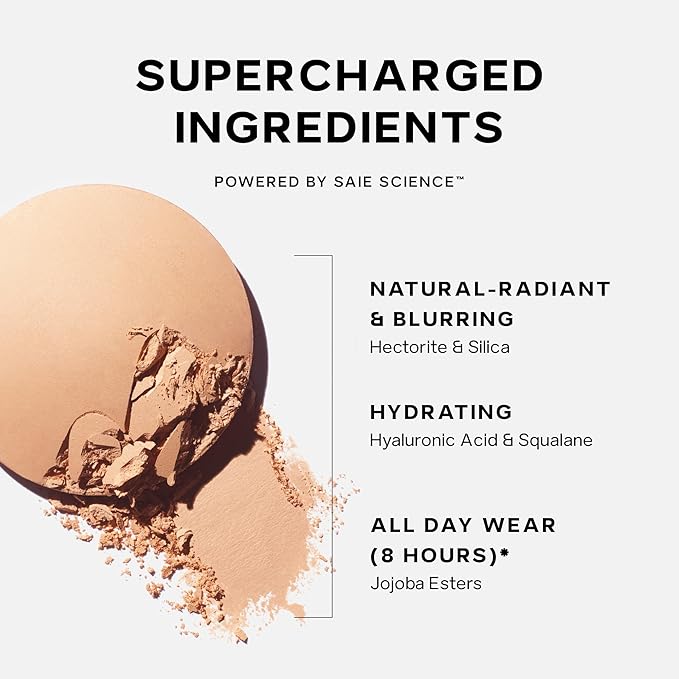 Saie Slip Tint Baked Setting Powder - Translucent Powder for Face Makeup with a Natural-Radiant Finish - Blurs, Brightens & Smooths Complexion - Translucent 1 - Very Light to Light (0.24 oz)