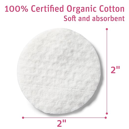Simply Soft Premium Organic Cotton Rounds, 100 Count (Pack of 3), 100% Cotton Pads, Certified Organic, Hypoallergenic, Soft & Absorbent for Beauty, Cosmetics, Skin Care, Lint Free