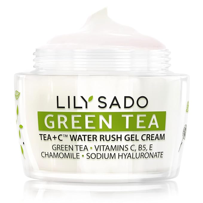 LILY SADO TEA+C Green Tea Water Rush Gel Moisturizer - Lightweight Vitamin C Anti-Wrinkle Moisturizing Lotion - Hydrates & Softens for Luscious, Radiant Skin. Perfect for Spring and Summer.