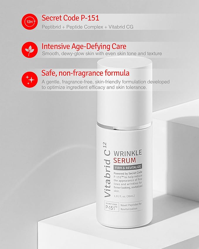 Wrinkle Serum - Anti Aging Booster Skin Rejuvenating Serum with Peptides, Vitamin C, Shea Butter - Wrinkle Repair, Tighten Pores, Smooth Skin Texture, Youthful Skin - Fragrance Free, 1.69oz.