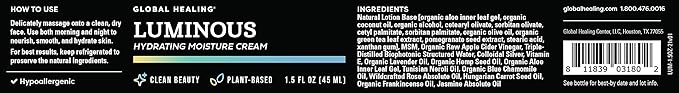 Global Healing Luminous - Premium Luxury Face Moisturizer Cream - Antioxidant Face Lotion For Women & Men To Hydrate, Nourish and Soothe Dry, Sensitive Skin To Soft Skin, Crema Para La Cara - 1.7 Oz
