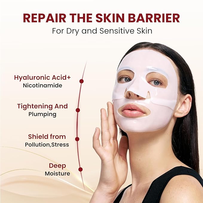 Bio-Collagen Face Masks, Deep Hydrating Sheet Overnight Face Mask, Facial Treatments and Masks for Women, Korean Skincare, Moisturizing and Firming for Girl, 8 Pack