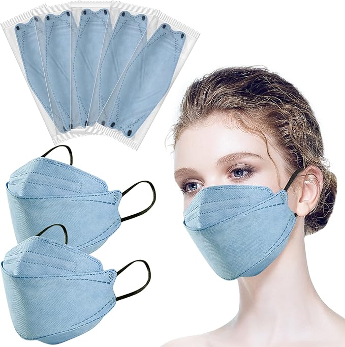 100Pcs KF94 Masks, Individually Wrapped 3D Fish Type Masks for Adult, 4 Layer Protective Face Mask