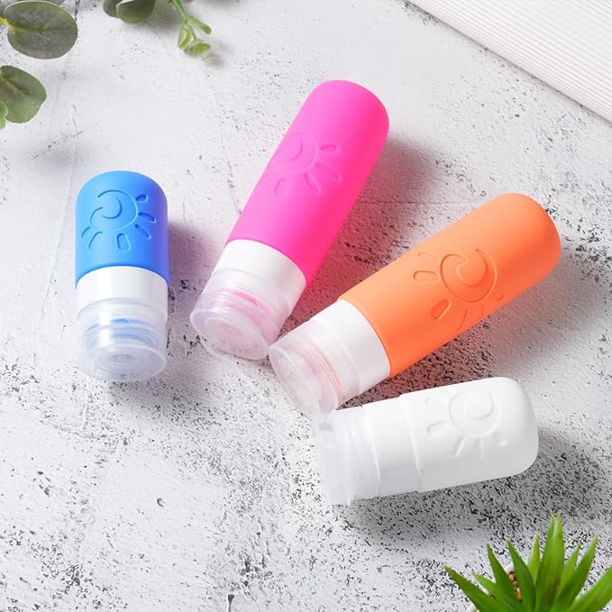 18 Pack travel Bottles for Toiletries, TSA Approved Silicone Travel Containers Leak Proof Refillable Travel Accessories for Shampoo Conditioner Lotion Body Wash(Multicolored D)