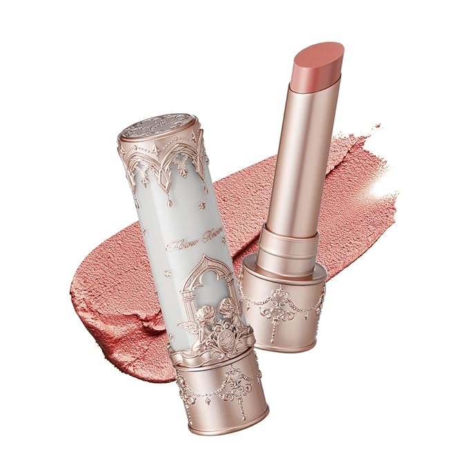Flower Knows Little Angel Matte Lipstick,Super Soft & Ultra Silky Lip Mud Stick,Long Lasting & Moisturizing Vegan Lip Makeup for Girls&Women,Velvety Nude Peachy Finish(C01 Starry Cross)