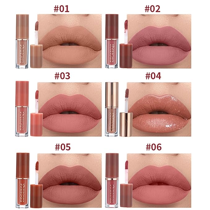 BONNIE CHOICE 12Pcs Nude Matte Liquid Lipstick Set, Waterproof Long Lasting Non-Stick Cup 12 Colors Nude Lipstick 24 Hour Not Fade Matte Lipstick Professional Lip Gloss Makeup Gift Sets for Women