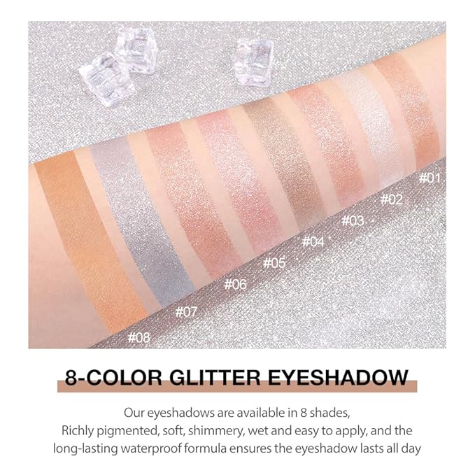 Glitter Shimmer Sparkle Eye Shadow Palette Makeup for Women, Shimmer Blue Glitter Metallic Holographic Iridescent Cream Iridescent Single Monochrome Eyeshadow Makeup