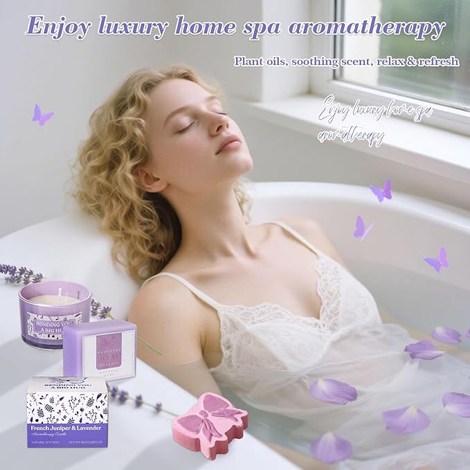 Birthday Gifts for Women Self Care Gifts Get Well Soon Gifts, Lavender Relaxing Spa Gift Basket Care Package, Gifts Box Thank You Gift Christmas Gifts for Mom Wife Girlfriend Coworker Friends Sisters