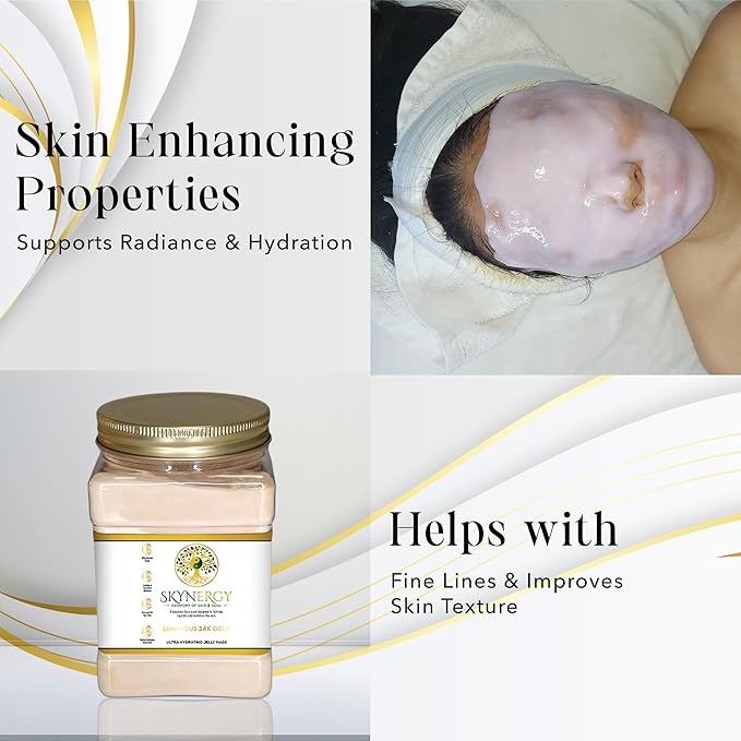 Luminous 24k Gold Jelly Mask - Professional Grade HydroGlo Jelly face Masks Skin Hydration, Radiance and Reduced Pigmentation | Vajafacial jelly mask |12 Applications (30Fl Oz)