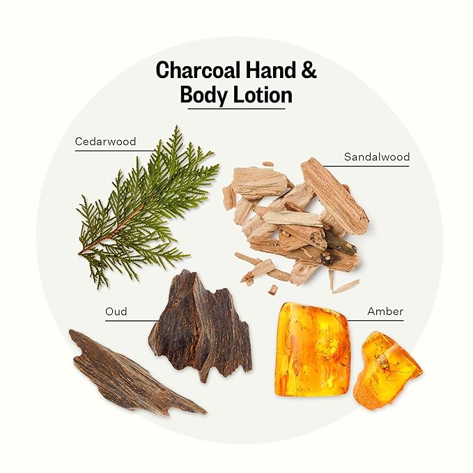 APOTHEKE Scented Hand & Body Lotion, Charcoal - 10 Fl Oz Nourishing Body Moisturizer Cream for Dry Skin - Gentle Daily Skincare for Men & Women with Natural Ingredients, All Skin Types