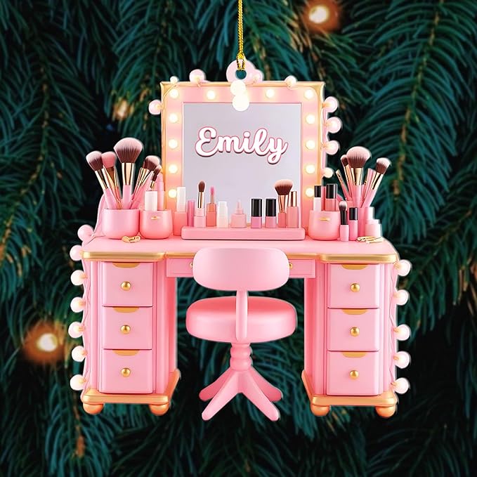 Personalized Makeup Tools Ornament – Custom Beauty Christmas Tree Decoration, Holiday Keepsake Gift for Makeup Artists, Cosmetologists, Beauty Lovers, Salon Owners, Families and Coworkers (MKH8)