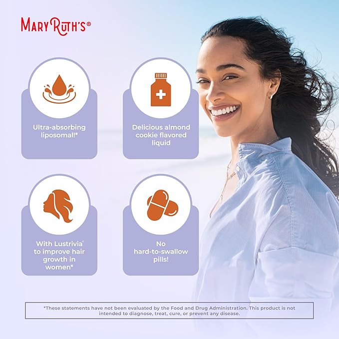 MaryRuth Organics Women's Hair Growth MAX Liposomal | with Lustriva® + Biotin 10000mcg + Pumpkin Seed Oil | Thicker Hair | Hair Care | Wrinkles, Fine Lines, Skin Care | Ages 18+ | 15.22 Fl Oz