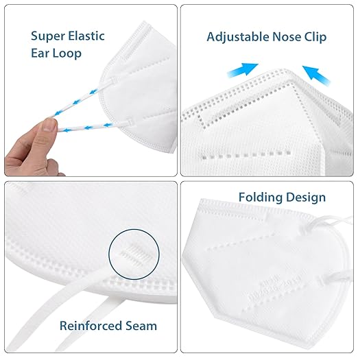 KN95 Face Masks 50 Pcs, 5-Ply Protection White KN95 Mask, Disposable Face Masks for Adults