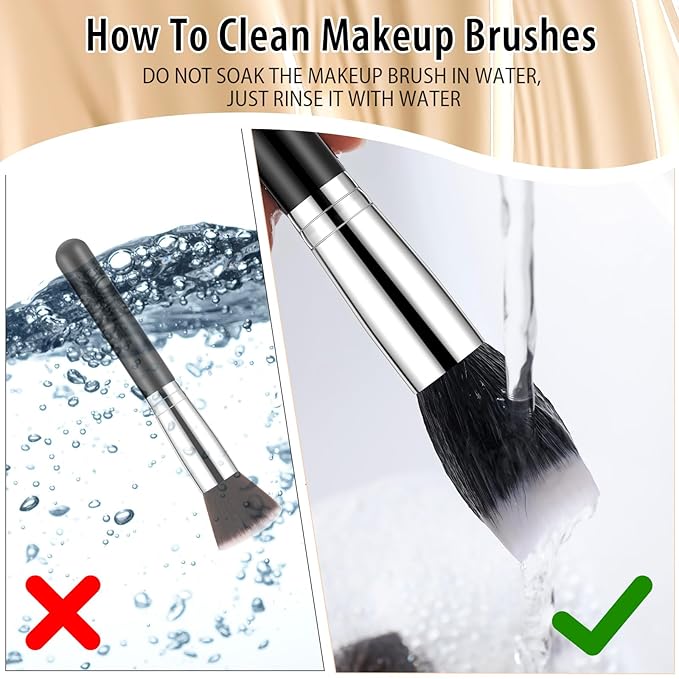 Baderke 20 Pcs Flat Top Foundation Brush Kabuki Cosmetics Synthetic Dense Face Blush Makeup Brush for Liquid, Cream, Powder, Blending, Buffing, Stippling Face Makeup Tools