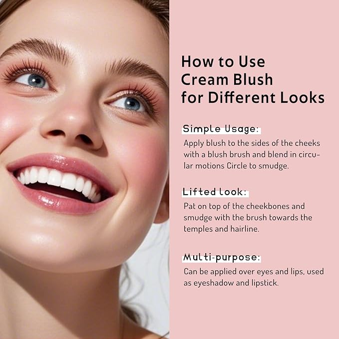 bayfree Multi Cream Blush & Blush Brush Set, Korean Makeup Blush for Cheeks, Multi-Use Face Balm, Lightweight & Hydrating, Blendable Color, Non-Greasy, Soft Bristles for Radiant Finish (Pink Sakura)