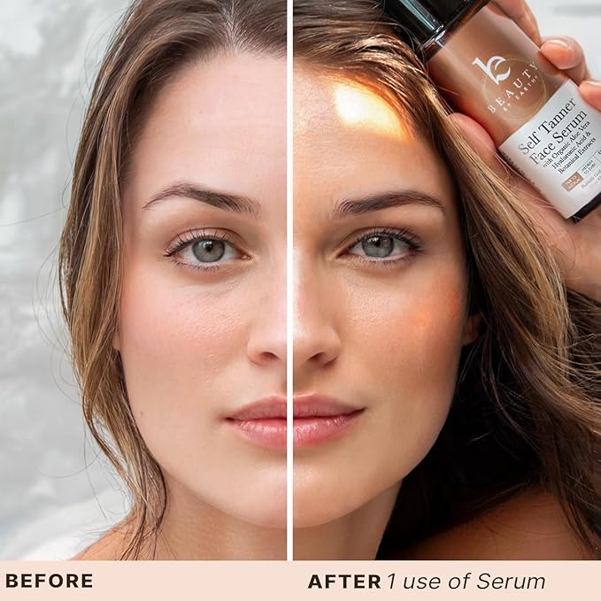 Face Tanner Serum - USA Made with Natural & Organic Ingredients, Sunless Self Tanner for Face with Anti-Aging Hyaluronic Acid, Non Toxic Bronzing Serum for Streak-Free Fake Tan & Natural Glow
