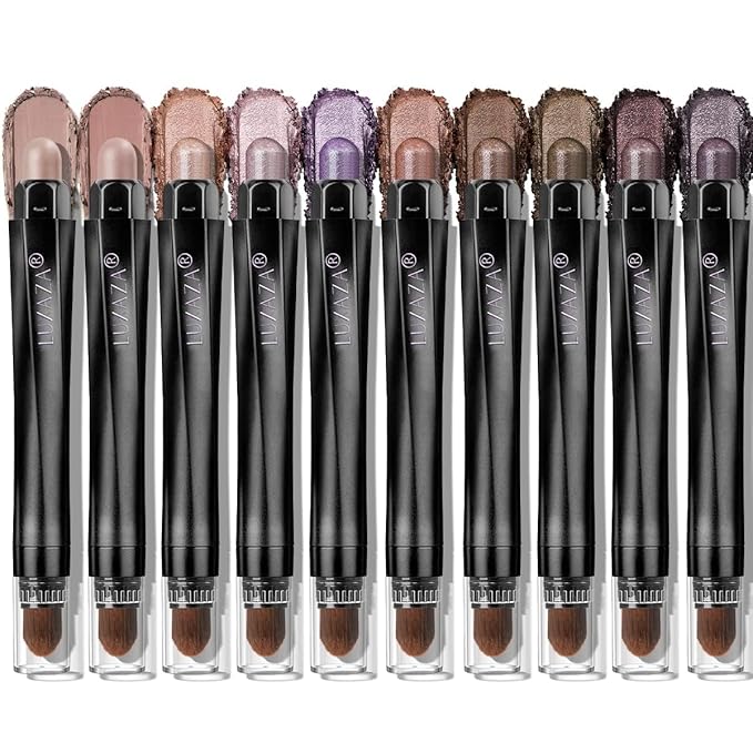 Plum Eyeshadow Stick Makeup Set 10PCS, Neutral Shimmer And Matte Cream Eye Shadow Palette, Metallic Bronze Smoky Eyeliner Brightener Crayon Pencil Kit, Ideal Gift for Women -Lilac Brown