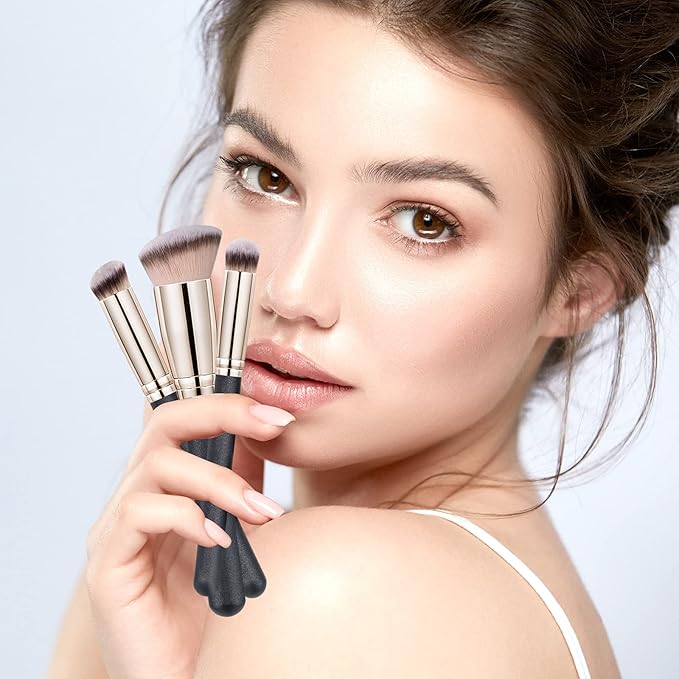 Makeup Brushes Daubigny Foundation Makeup Brushes for Liquid Makeup Pro Kabuki Foundation Brushes Set Premium Synthetic Bristles for Blending Liquid Cream Flawless Powder Buffing Stippling Concealer