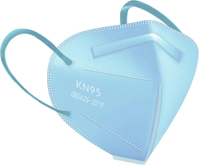 HUHETA KN95 Face Mask 60 PCs, 5-Ply Safety Masks for Men & Women, Filter Efficiency Over 95% Individually Wrapped (Blue Mask)