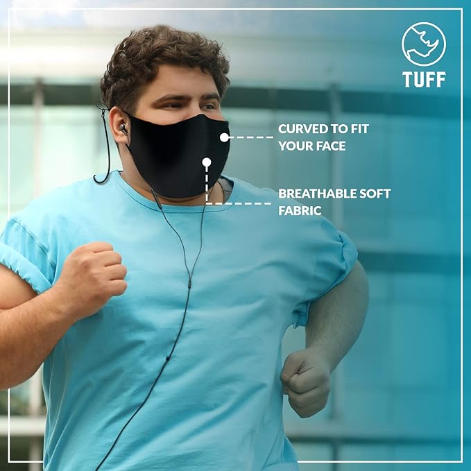TUFF Face Mask Adult XL Large Size 3 Pack- C Shaped Design Making Breathing Easier