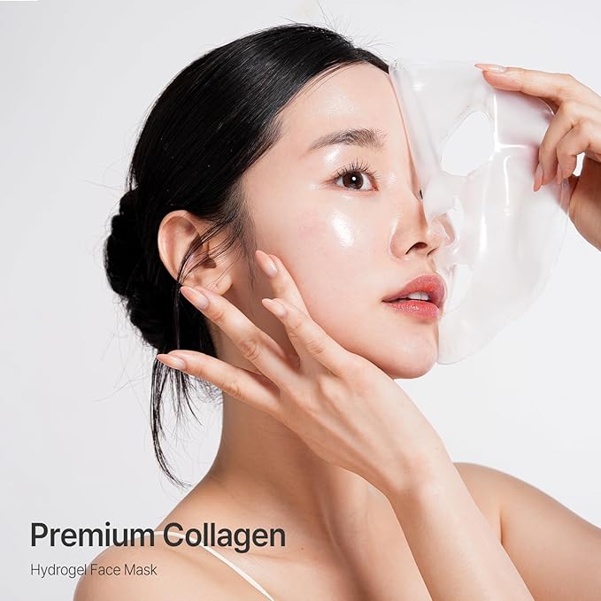 Vegan Mucin Lifting Hydrogel Collagen Face Mask 4+1 ea Ultimate Hydration, Improves Skin Texture, Soothing, Elasticity, Glowing Skin, Reduces Fine Lines & Wrinkles, Made in Korea OHMYPURE (5, Vegan)