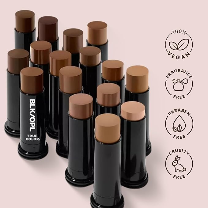 BLK/OPL Skin Perfecting Foundation Stick, SPF 15 Buildable & Blendable Face Foundation Makeup with Matte Finish - Full Coverage, Color Correcting & Sculpting - Hypoallergenic (Amber)
