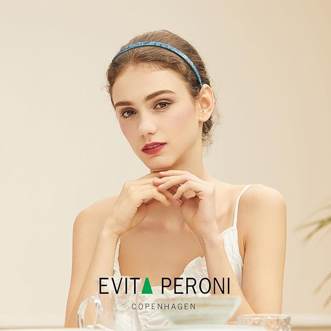 EVITA PERONI Headbands for Women Glasses Wearers, No Pressure Non Slip No Headache Comfortable Head Bands for women's hair Fashion Thin Hair Band - Coral Blue -