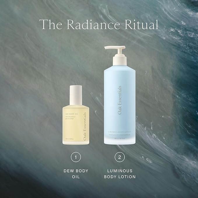 Oak Essentials Luminous Body Lotion | Hydrating Blue Tansy Body Lotion with Rose Oil, Turmeric, Shea Butter and Coconut Oil, 10.1 Fl Oz