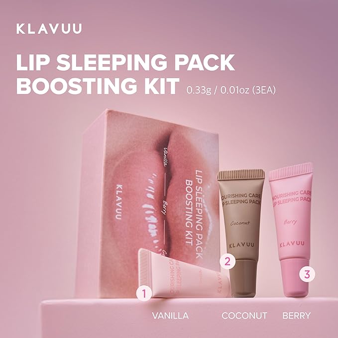 Klavuu Lip Mask Sleeping Pack (0.7oz) (Kit) – Overnight Deep Hydrating Korean Lip Balm Treatment for Very Dry, Chapped Lips | Lip Lightening & Plumping with Instant Hydration | Gentle Exfoliating