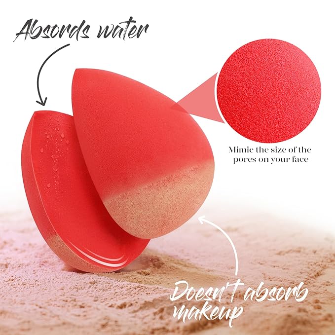 BEAKEY Makeup Sponge Set 5 Pack Micro Porous Low Absorption Soft Latex Free Foundation Beauty Sponges & Blenders for Powder Cream, Stocking Stuffers for Women