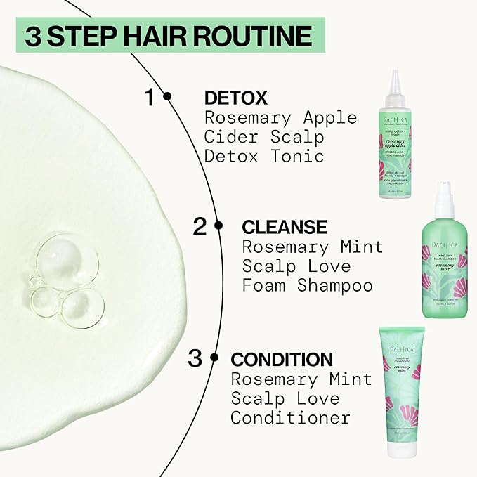 Pacifica Scalp Detox Tonic – Rosemary Apple Cider Scalp Exfoliator, Apple Cider Vinger Hair Rinse w/ Salicylic Acid for Clarifying Build Up, Vegan Treatment and Pre Shampoo Cleanser - 5 oz