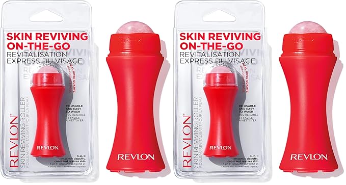 Revlon Skin Reviving Roller with Rose Quartz for All-Day Facial Reviving & Brightening, Compact & Reusable, Gentle on Skin, 1 count (Pack of 2)