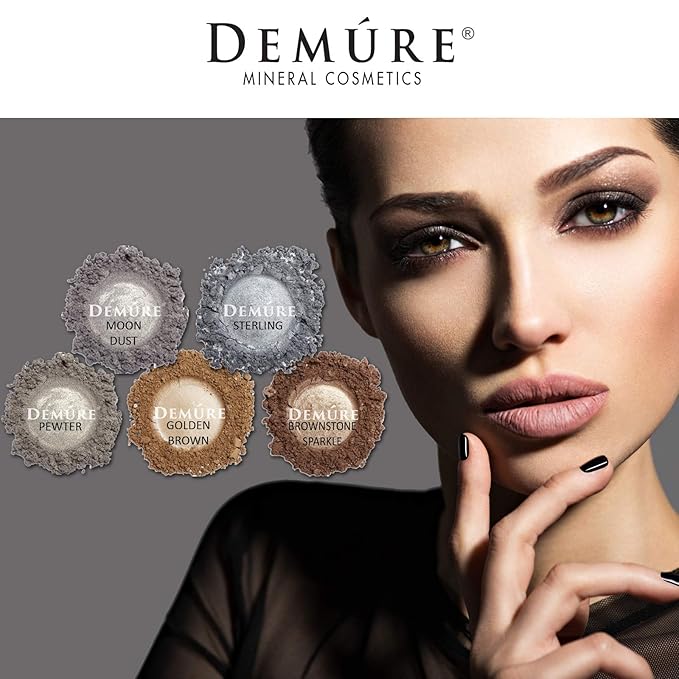 Demure Mineral Eye Shadow (Pewter) - Shimmer Loose Powder, Glitter Eyeshadow, Organic Natural Makeup, Professional Eye Makeup