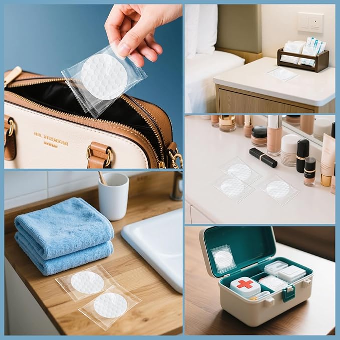 Travel Size Cotton Rounds Individually Wrapped Cotton Rounds Bulk Makeup Cotton Pads Soft for Most Skin Types Personal Care Kit Hotel Amenities (5 Pcs/Set, 100 Sets in Total)