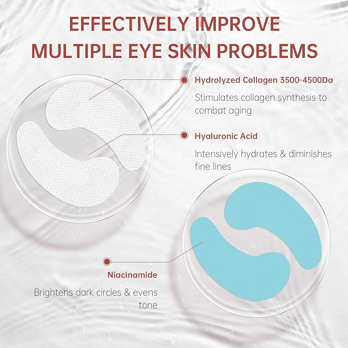 15 Pairs 3-Secs Melting Collagen Under Eye Patches with Vitamin C Serum, Under Eye Mask for Puffy eyes and Dark Circles | Retinol+Hyaluronic+Niacinamide+Ceramides,Korean Popular Eye Patches
