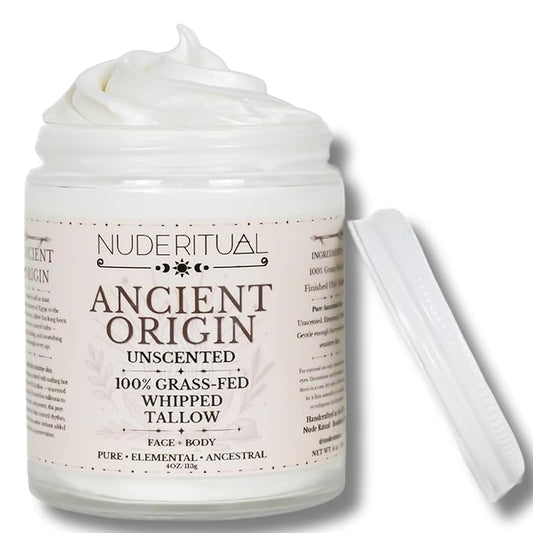 100% Grass-Fed Whipped Tallow Balm for Skin Care – Face + Body – Natural Moisturizer Lotion for Sensitive Skin, 4 oz (Unscented)