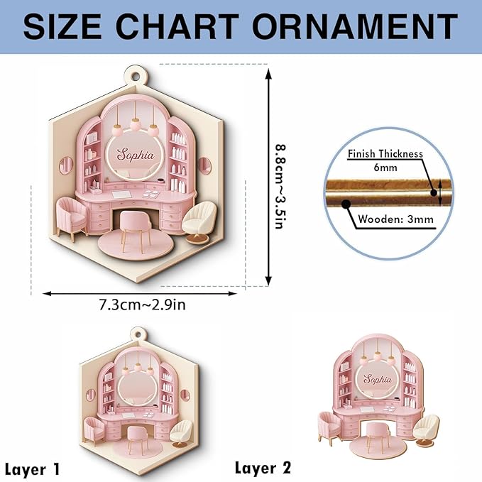Personalized Makeup Tools Christmas Ornament 2025, Makeup Box Christmas Ornament Gift for Makeup Artist, Christmas Tree Decor for Makeup Shop, Gift for New Makeup Coworkers (Makeup 2)