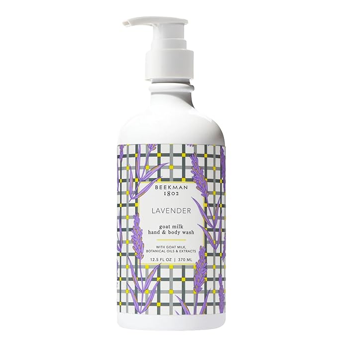Beekman 1802 Goat Milk Hand Wash, Lavender - Scented - 12.5 oz - Cleanses, Softens & Nourishes Skin - Rinses Away Impurities - Good for Sensitive Skin - Cruelty Free - Ready For Use, Pump Inserted