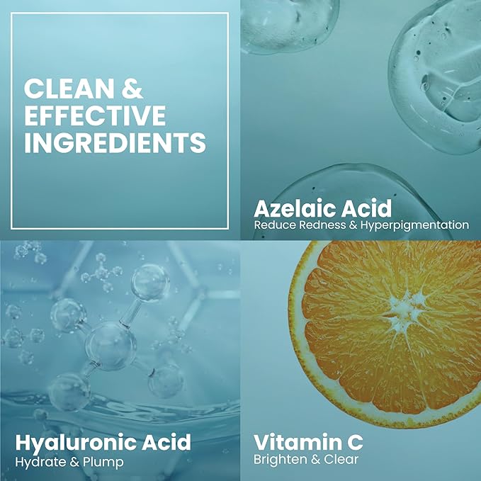 Eva Naturals Azelaic Acid Serum for Face – Niacinamide, Hyaluronic Acid, Vitamins A+C+E – Redness Relief, Dark Spots, Uneven Skin Tone, Texture, Pores, Topical Booster for Clearer Skin, 2oz 2 Pack