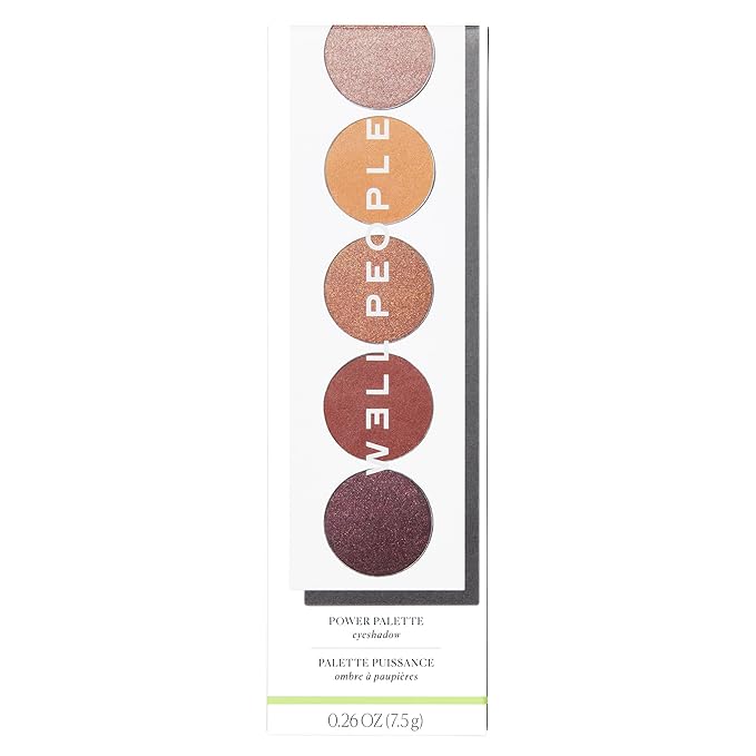 Well People Power Palette Eyeshadow, Five Long-wear, Hyper-pigmented Matte & Shimmer Shades For Intense Color, Vegan & Cruelty-free, Sepia