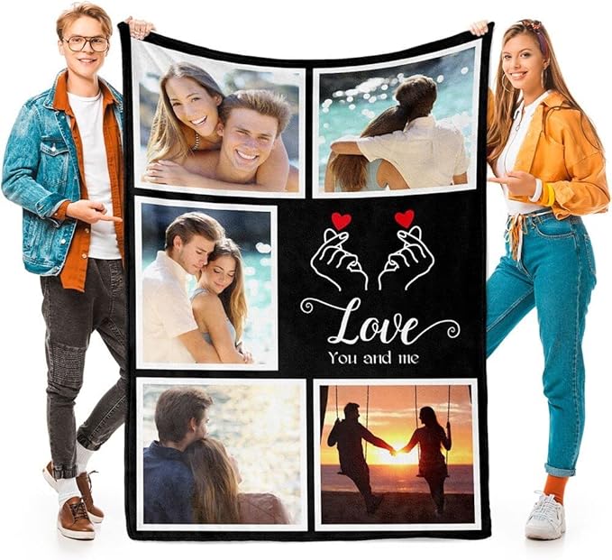 Custom Blankets with Photos, Personalized Photo Blankets Using My Own Photo, Personalized Gifts for Boyfriends Girlfriends Dad Mom