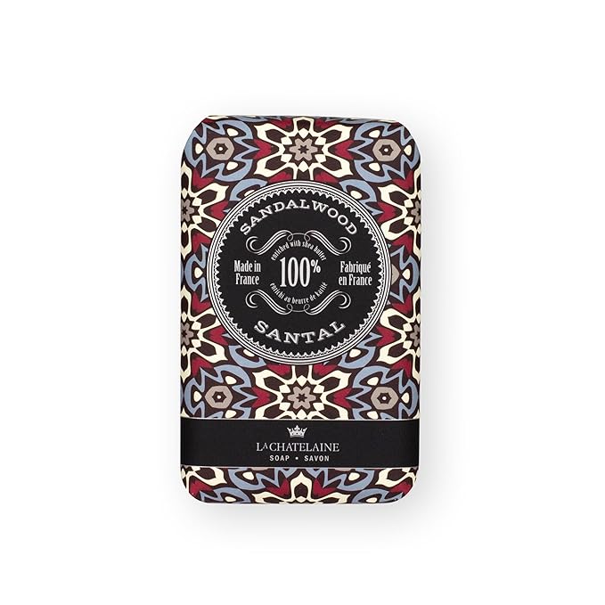 La Chatelaine Soap Supply Tin Gift Set |Unisex, Men, Women| Plant-based shea butter bar soaps | Made in France | Natural and Organic | Large soap bars | Set of 6, 8.8 oz./250g bars - Gray Mosaic