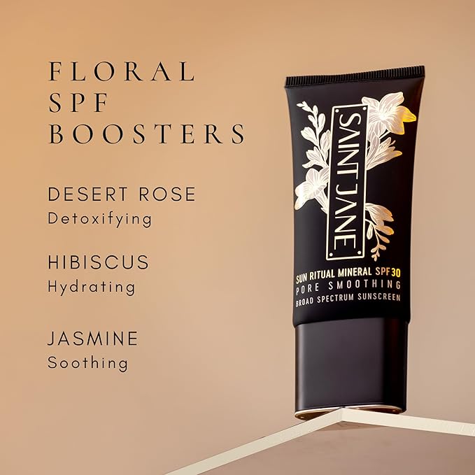 SAINT JANE - Luxury Sun Ritual - Pore Smoothing SPF 30 Mineral Sunscreen | Luxury, Floral-Infused, Clean Skincare (1.7 oz | 50 ml)