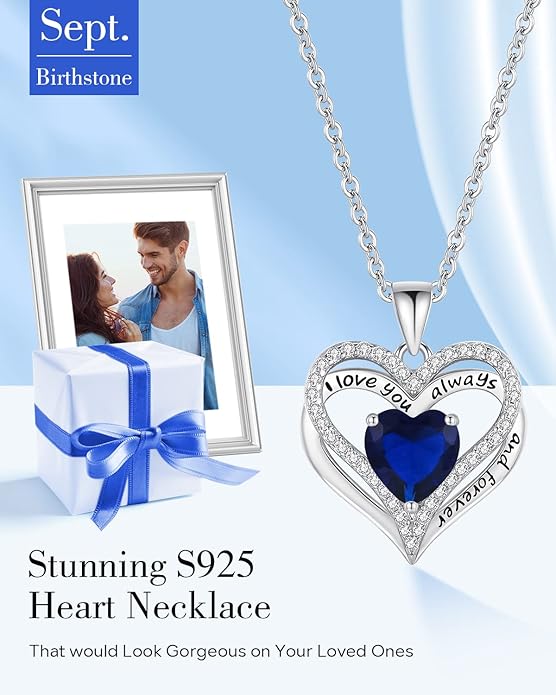 S925 Sterling Silver Necklace for Women, Wife Jewelry Rose Gold, Mom Birthday Valentines Mothers Day Gifts, Girlfriend Necklaces, Daughter Heart Jewel, Anniversary for Her