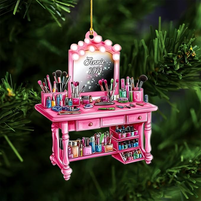 Personalized Makeup Tools Ornament – Custom Beauty Christmas Tree Decoration, Holiday Keepsake Gift for Makeup Artists, Cosmetologists, Beauty Lovers, Salon Owners, Families and Coworkers (MKH1)