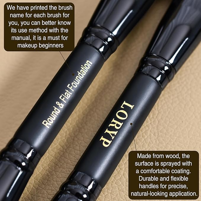 LORYP Foundation Brush Contour Bronzer Brush Double Ended Blush Highlighter Brush for Blending Liquid Powder Concealer Cream