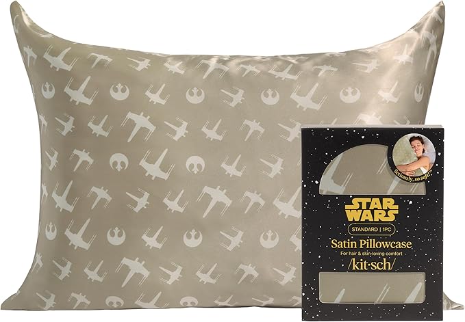 Kitsch x Star Wars Rebel Alliance Satin Pillowcase | Satin Pillowcase with Zipper, Better Than Silk Pillowcase | Frizz-Reducing Pillow Case for Hair & Skin Care, Cooling & Breathable - Standard