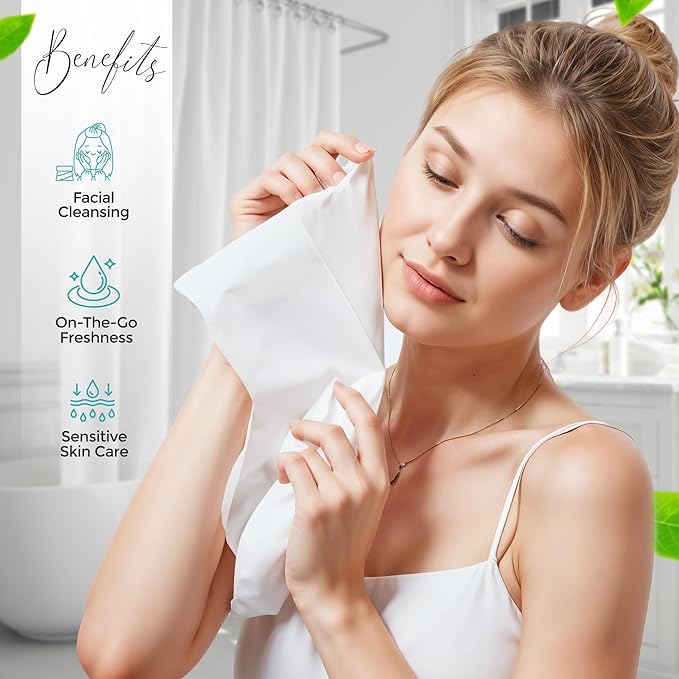 Facial Cleansing Wipes. Pack of 50. Facial Cleansing Wipes for Women | Gentle Makeup Remover.