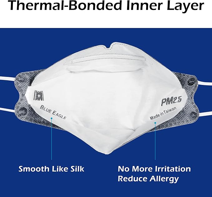 5-PLY BlueEagle Disposable Face Mask | 3D-Structure | PM 2.5 | Soft Inner Layer | Breathable Ample Air Space | with Activated Charcoal | 25 Pcs (Black)